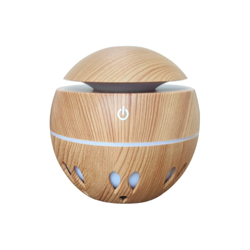 

Air Humidifier 130Ml Aroma Essential Oil Diffuser With Wood Grain 7 Color Changing LED Lights For Office Home