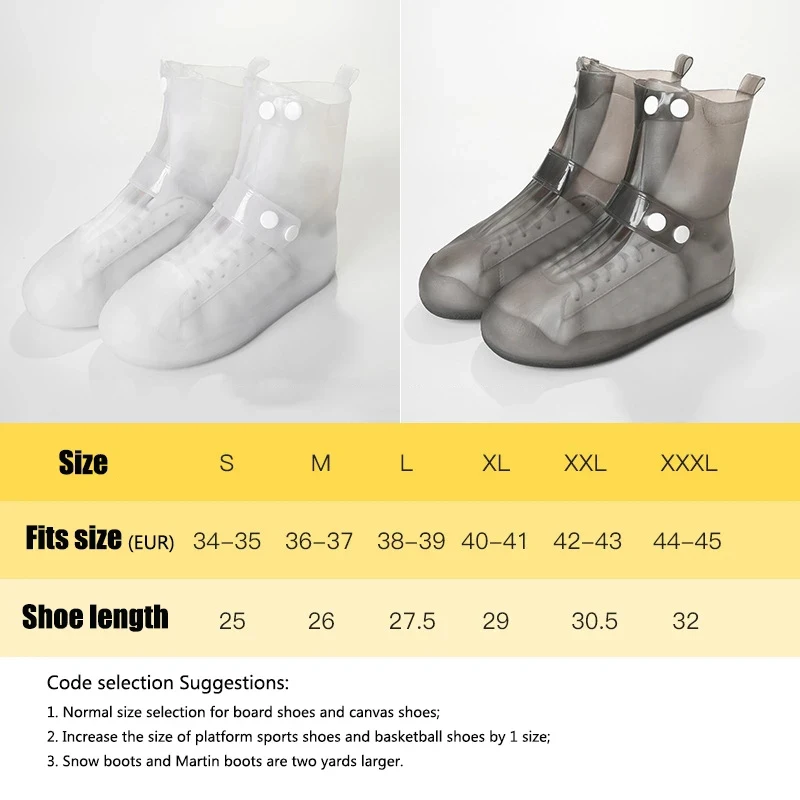 Thickened Waterproof Silicone Shoes Covers Adult Rain Boots Woman Galoshes Reusable Outdoor Anti-slip Shoe Protector Covering