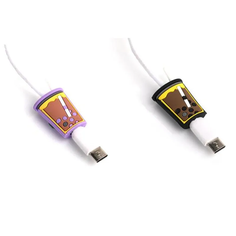 

Cable Bite Milk Tea Cable Protector Wire Winder Data Line Cord For Iphone USB Charging Protective Cover Winder Organizer