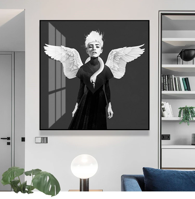 Девочка с крыльями декоративная живопись настенное искусство холст и печать для