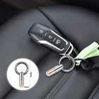 Брелок с металлической огранкой, держатель для ключей с карабином, для выживания на открытом воздухе, нож для очистки попосыльного, нож для резки, мини-лезвие, открытый резак