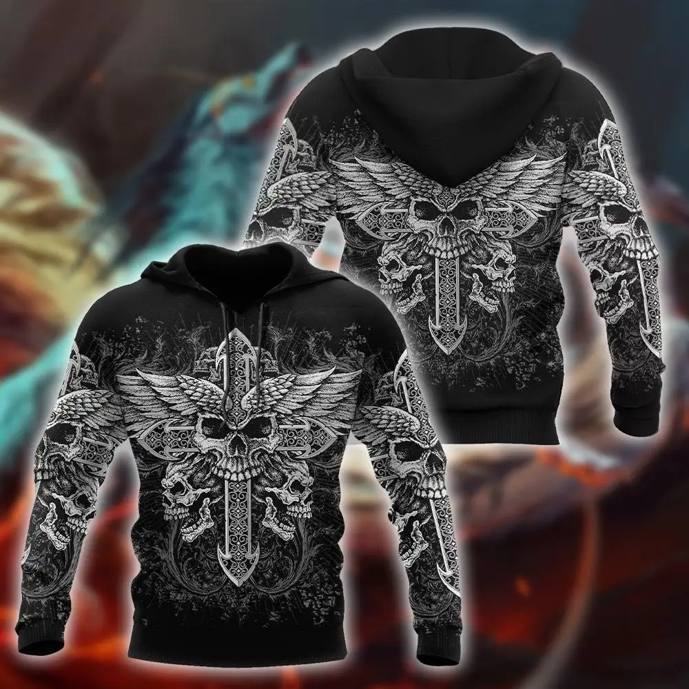 

Cross Skull Tattoo 3D All Over Printed Autumn Men Hoodie Unisex Casual zipper Pullover Streetwear sudadera hombre DW0466