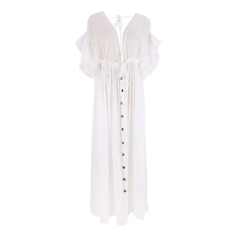 

Sexy Bikini Cover-ups Long Tunic Casual Summer Beach Dress Elegant Women Plus Size Beach Wear Swim Suit Cover Up White Bohemian