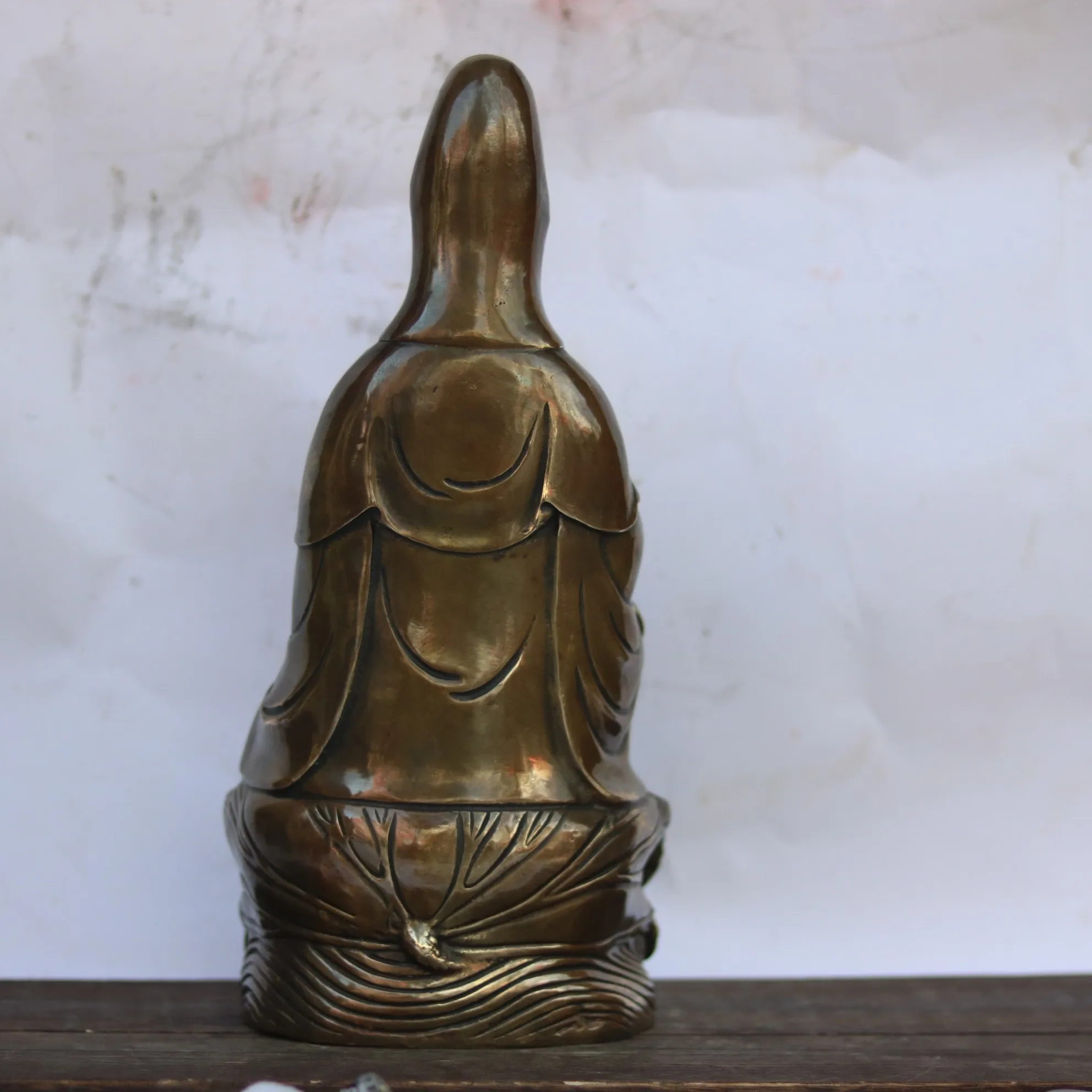 14-дюймовая коллекция тибетских храмов Старая латунь отдайте Гуаньинь