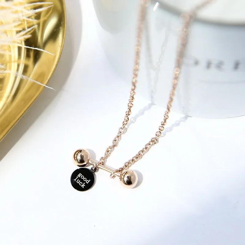 Колье YUN RUO с подвеской в виде гантели удачи ожерелье цвета розового золота Модные