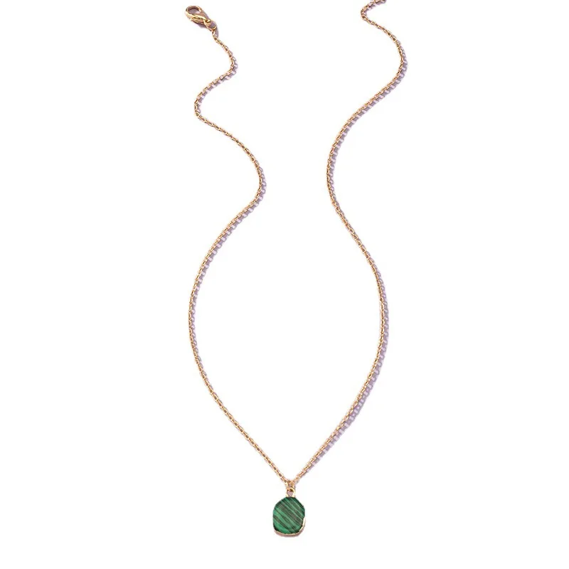 

2021 Ins Gold Chain Green Resin Stone Irregular Pendant Choker Necklaces Korean Fashion Black Cord Jewelry Minimalist Minimalism