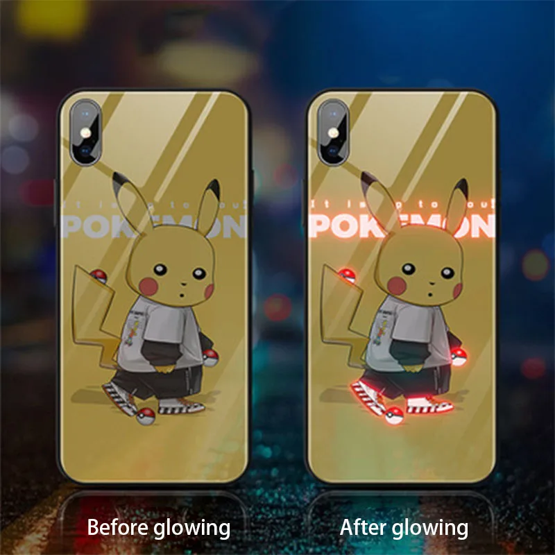 Пикачу покеминь светодиодный чехол для телефона умный цветной мигающий вызов
