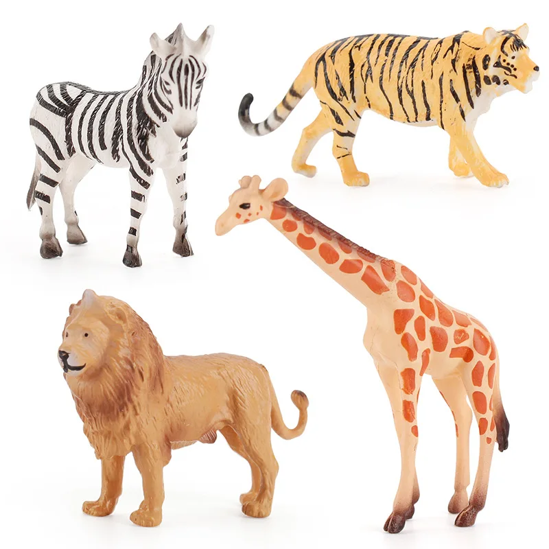 Пластиковые фигурки для детей имитация диких животных набор игрушек жираф Лев