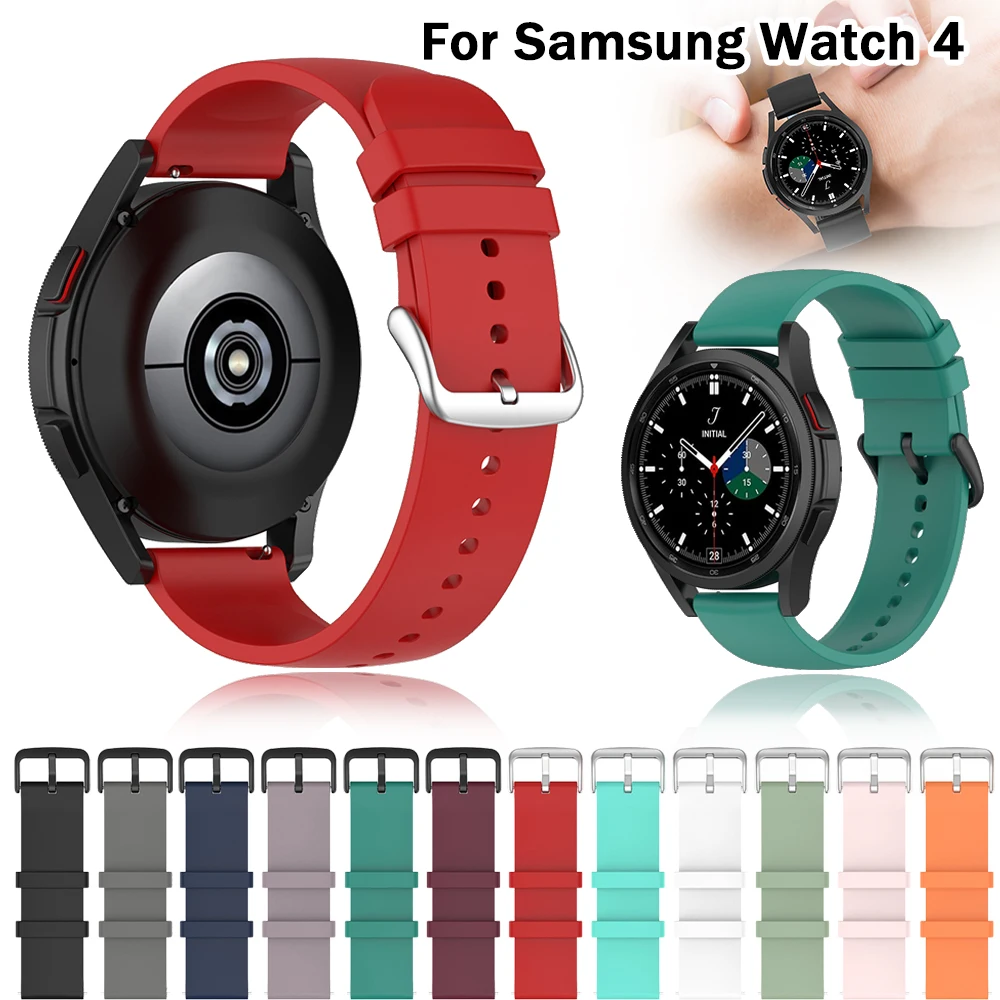 

Ремешок силиконовый для Samsung Watch 4 44 мм, спортивный браслет с кальсоном 42 мм 46 мм 40 мм, аксессуары для часов