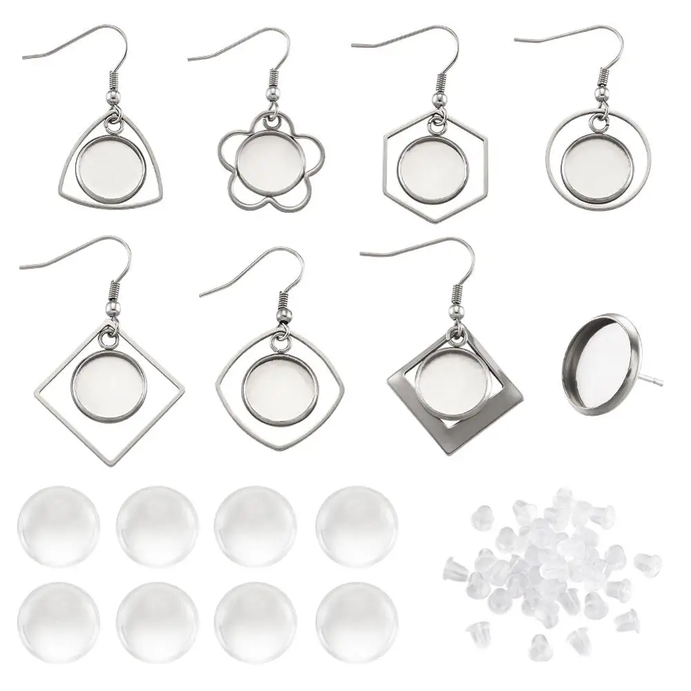 

1 Set 304 Stainless Steel Stud Earring Settings Glass Cabochons and Scrapbooking Non-Adhesive Paper Picture Stickers