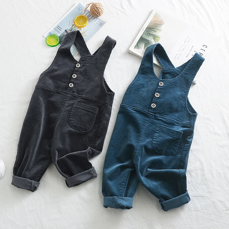 

new 2020 spring boys girls corduroy overall 1pc 75-95cm height baby boy romper kids spring autumn baby girl romper
