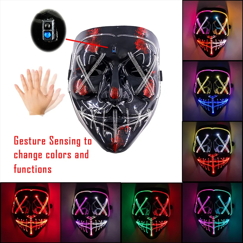 

Luminous Led Purge Mask Halloween Cosplay Costume Nightclub Masquerade Party Neon Color-changing Mask Carnival Glowing Masque