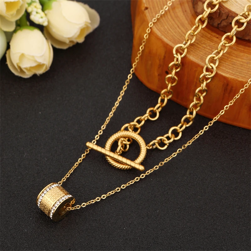 

New Heart 316L Stainless Steel Women Jewelry Vintage Cute Things Couple Special Link Multi Strand Necklace 2021