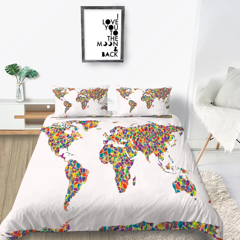 Комплект постельного белья с картой игры винтажный Модный креативный большого