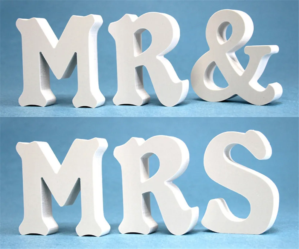 MR and MRS Thicknes 12 мм Свадебные украшения деревянные буквы Английский алфавит DIY имя дизайн и одна Корона Форма милый дом любви семья - Цвет: MR and MRS