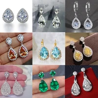 novel design bridal dangle stud earrings for wedding luxury silver pear inlaid aaa cubic zirconia elegant women accessories