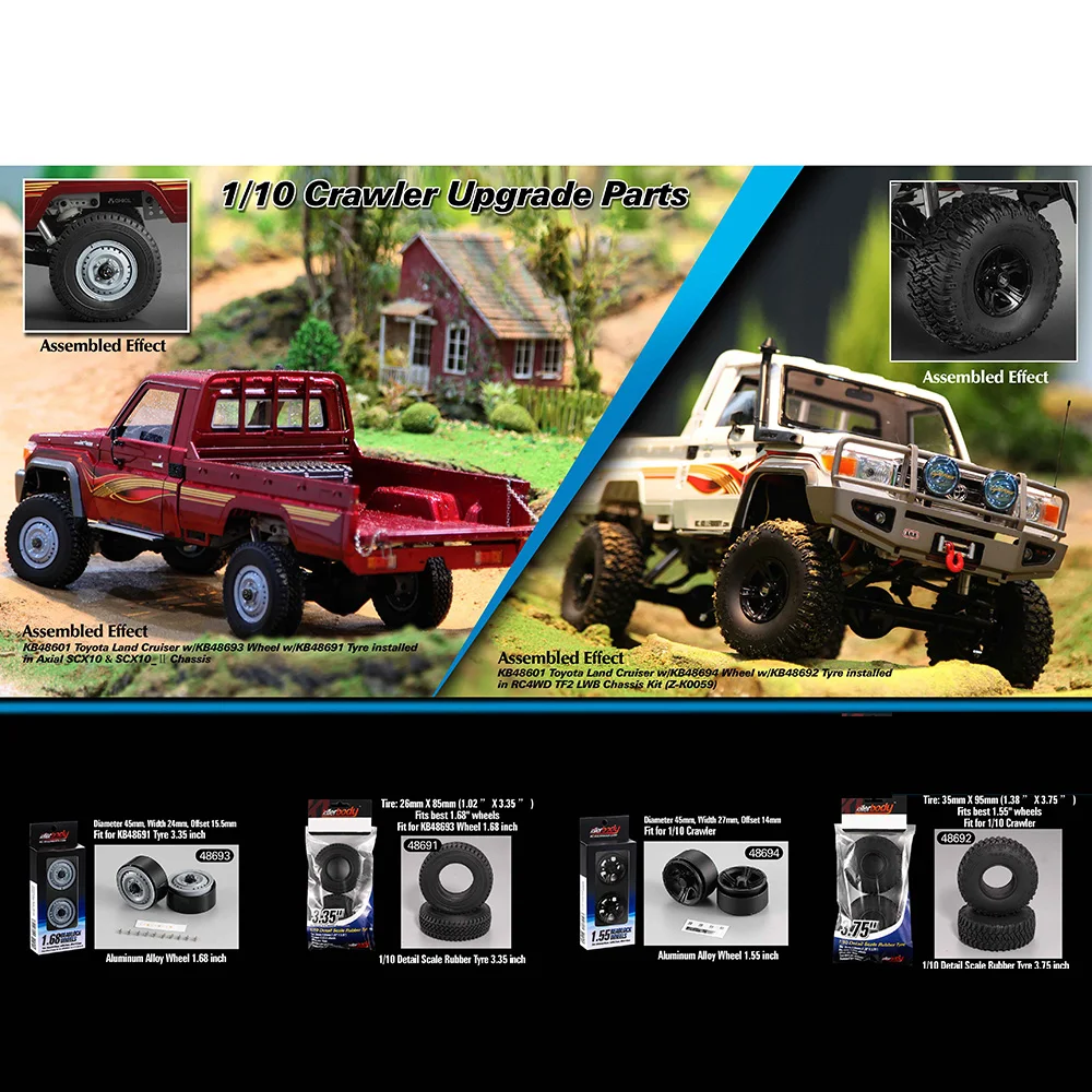 2 шт. KillerBody 3 35 дюймов резиновые шины для 1 68 колеса 1/10 гусеничный Toyota Land Cruiser70 HORRI BULL