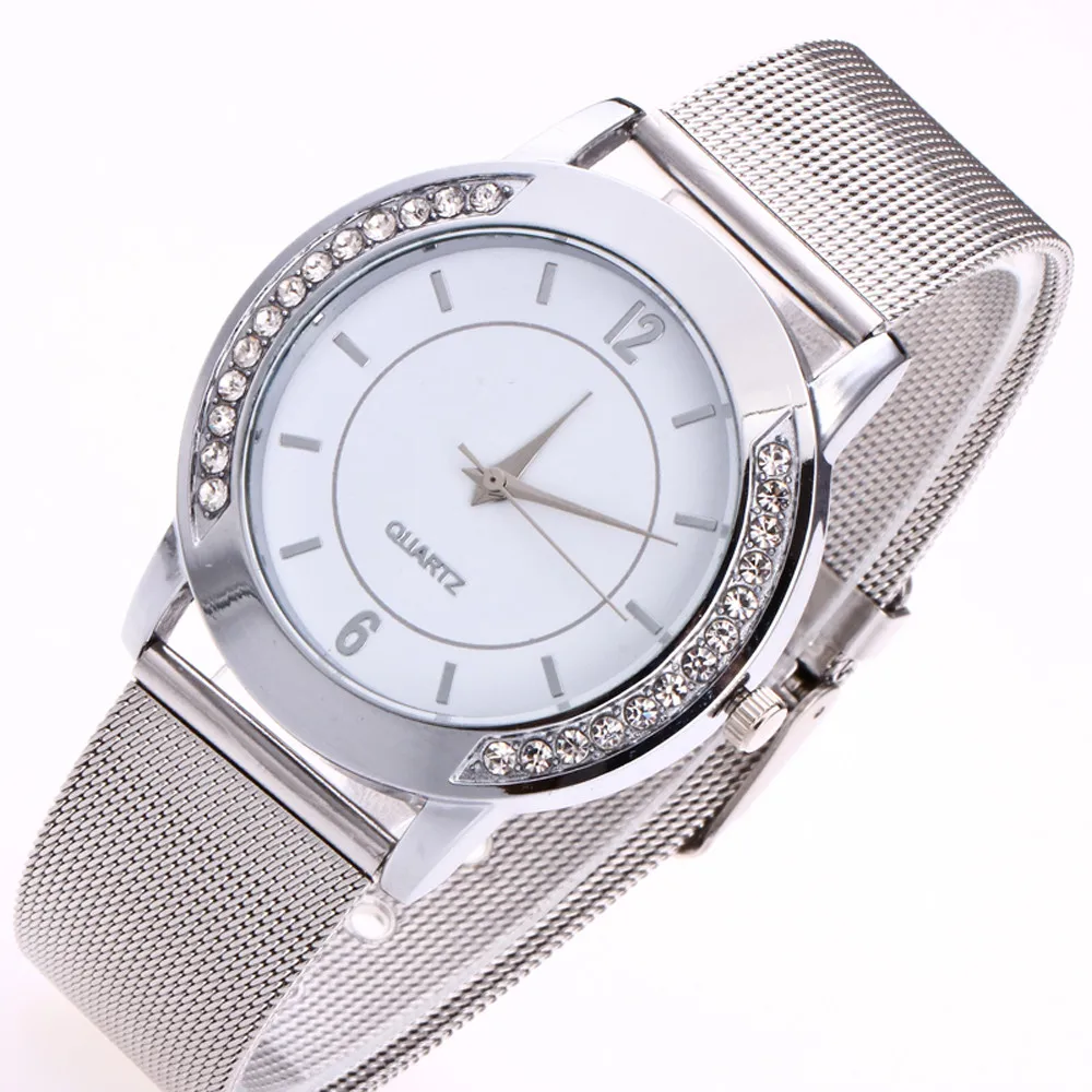 Часы наручные женские кварцевые с браслетом из нержавеющей стали - купить по