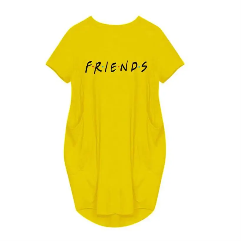 

Friends Printing Dress Summer Women Short Sleeve Leisure Dresses Casual Ladies Female Oversized 5XL Woman Clothing Drop Ship