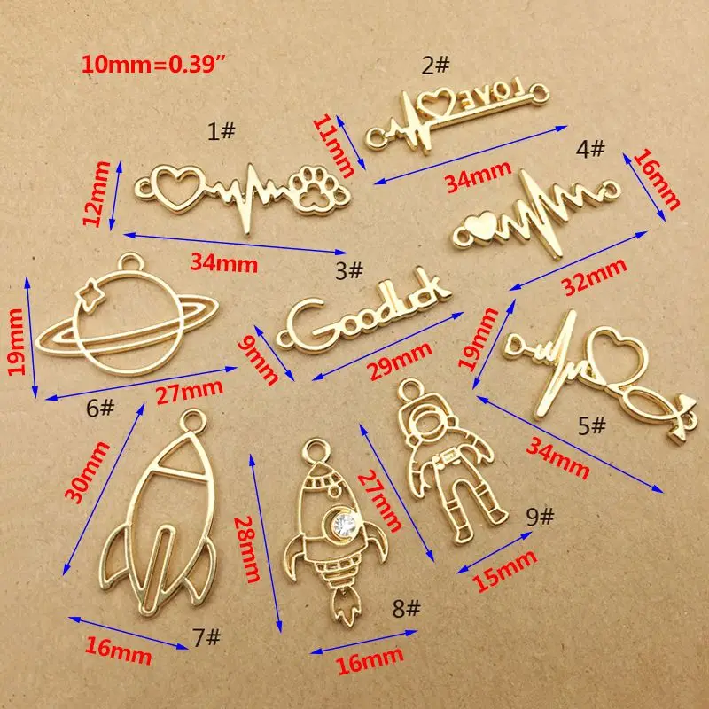 9 шт./компл. металл с эпоксидным покрытием рамка любовь ракета астронавт