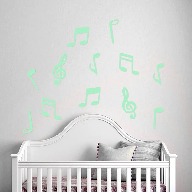 Светящиеся Настенные стикеры в виде музыкальных нот 1 упаковка|Наклейки на стену|