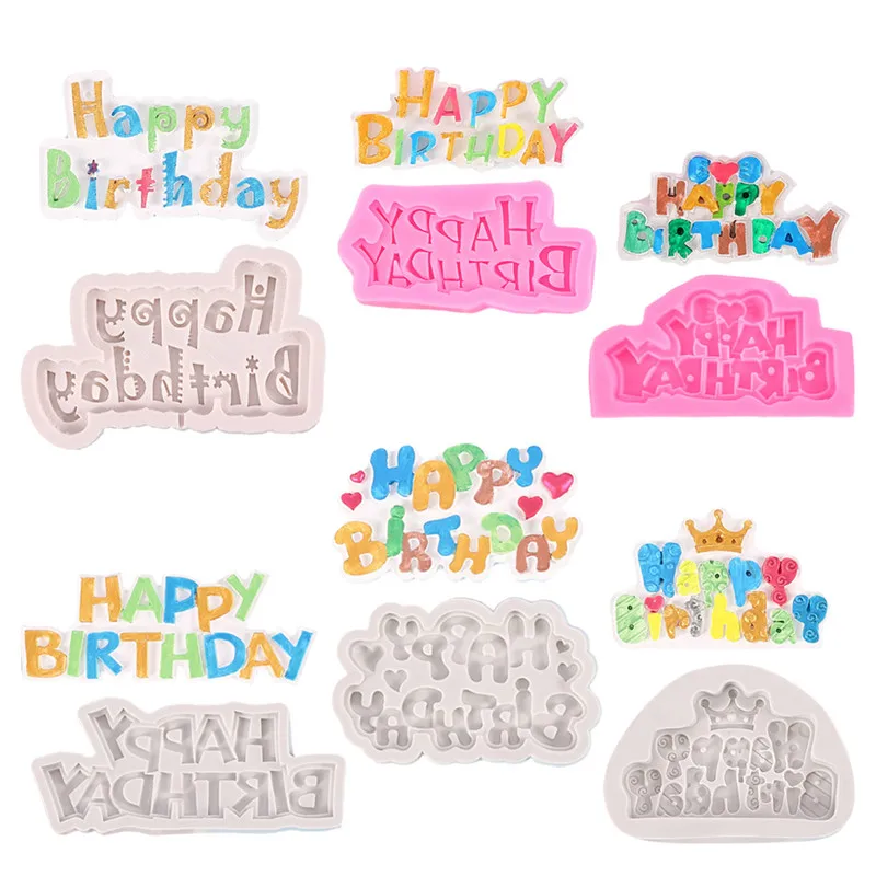 

DIY Happy Birthday Sugarcraft Silicone Molds Letter Gumpaste Chocolate Cake Decorating Tools Moldes D Silicona Para Fondant