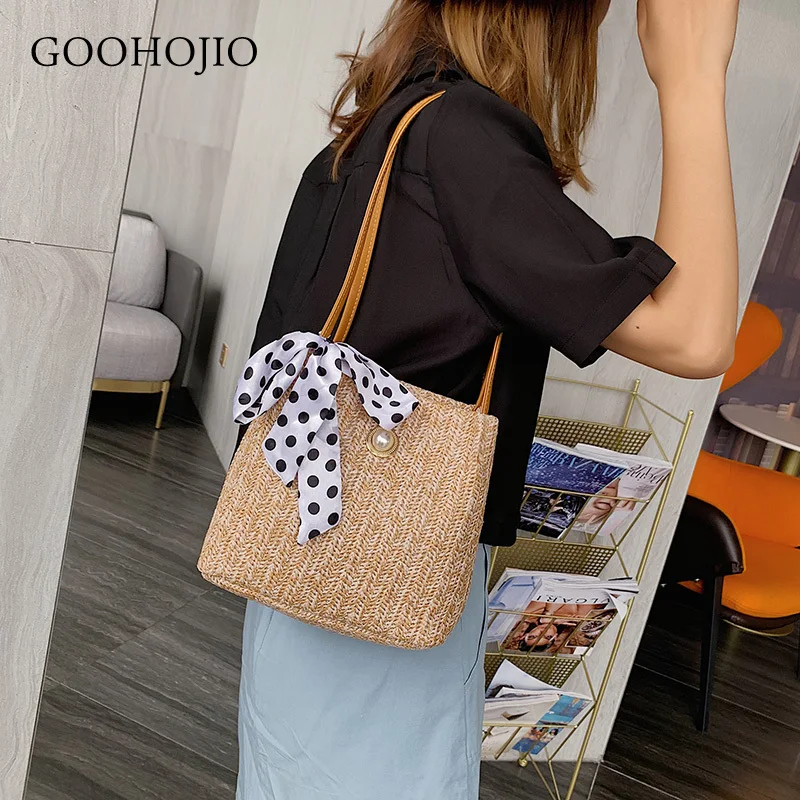 

2021 New Women's Bag Fashion Personality Knitting Daily Versatile One Shoulder Handbag with Large Capacity Straw Woven Bag