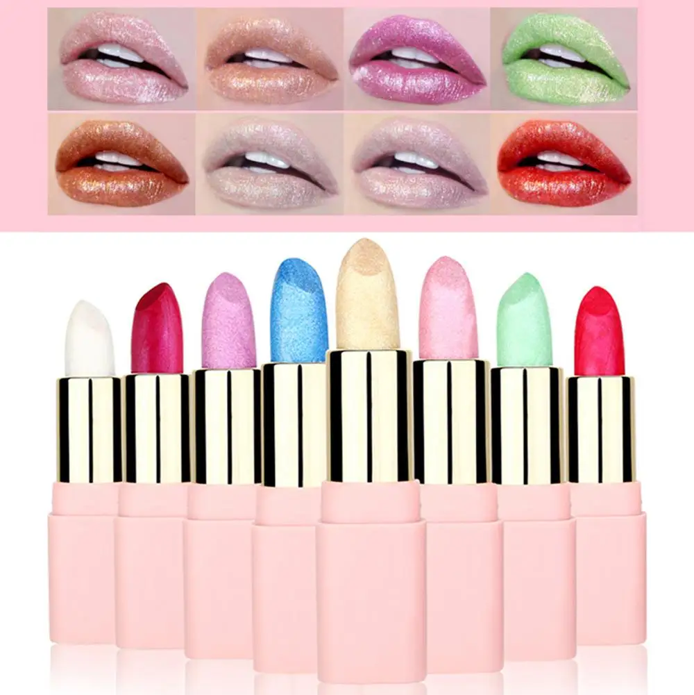 

8 Colors Colorful Pearlescent Lipstick Non-stick Cup Moisturizing Long Lasting Waterproof Natural Easy To Wear Makeup Lipstick