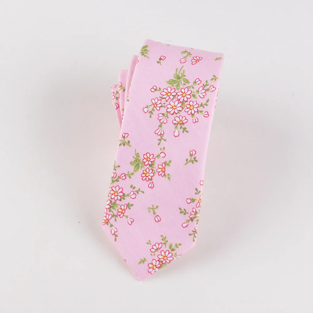 Хлопковый Тонкий цветочный галстук 6 см Подарочный с пейсли рисунком для мужчин и