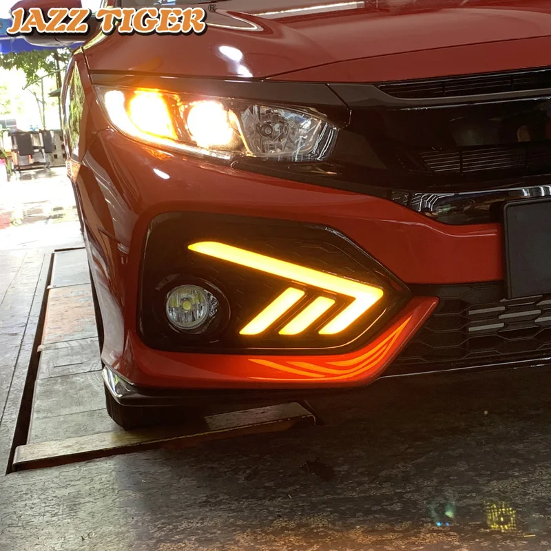 

Daytime running lights For Honda Civic Hatchback 2016 - 2020 Drl for cars Sequential turn signal auto Led fog lights headlights