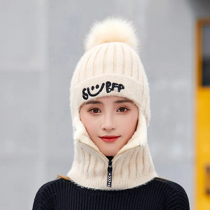 Женские шапки шерстяная Балаклава маска для лица женщин шапка двойного