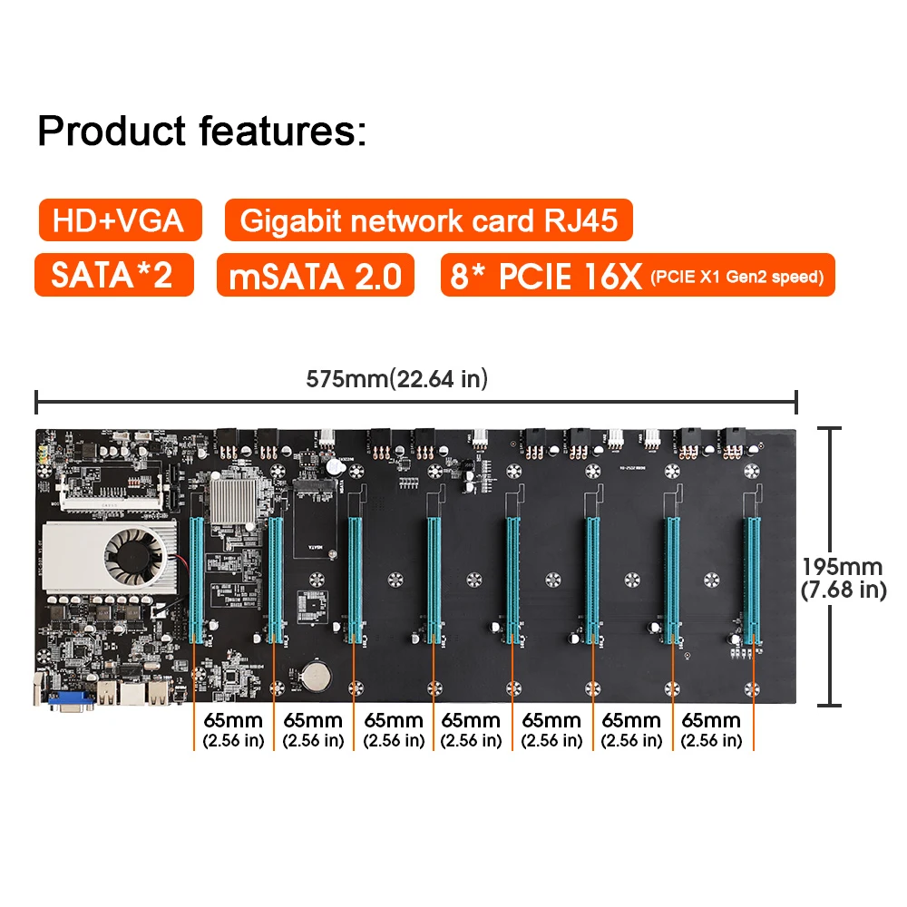 Новая материнская плата для майнинга 8 PCIE16X графическая карта 65 мм SODIMM DDR3 SATA3.0 mSATA2.0