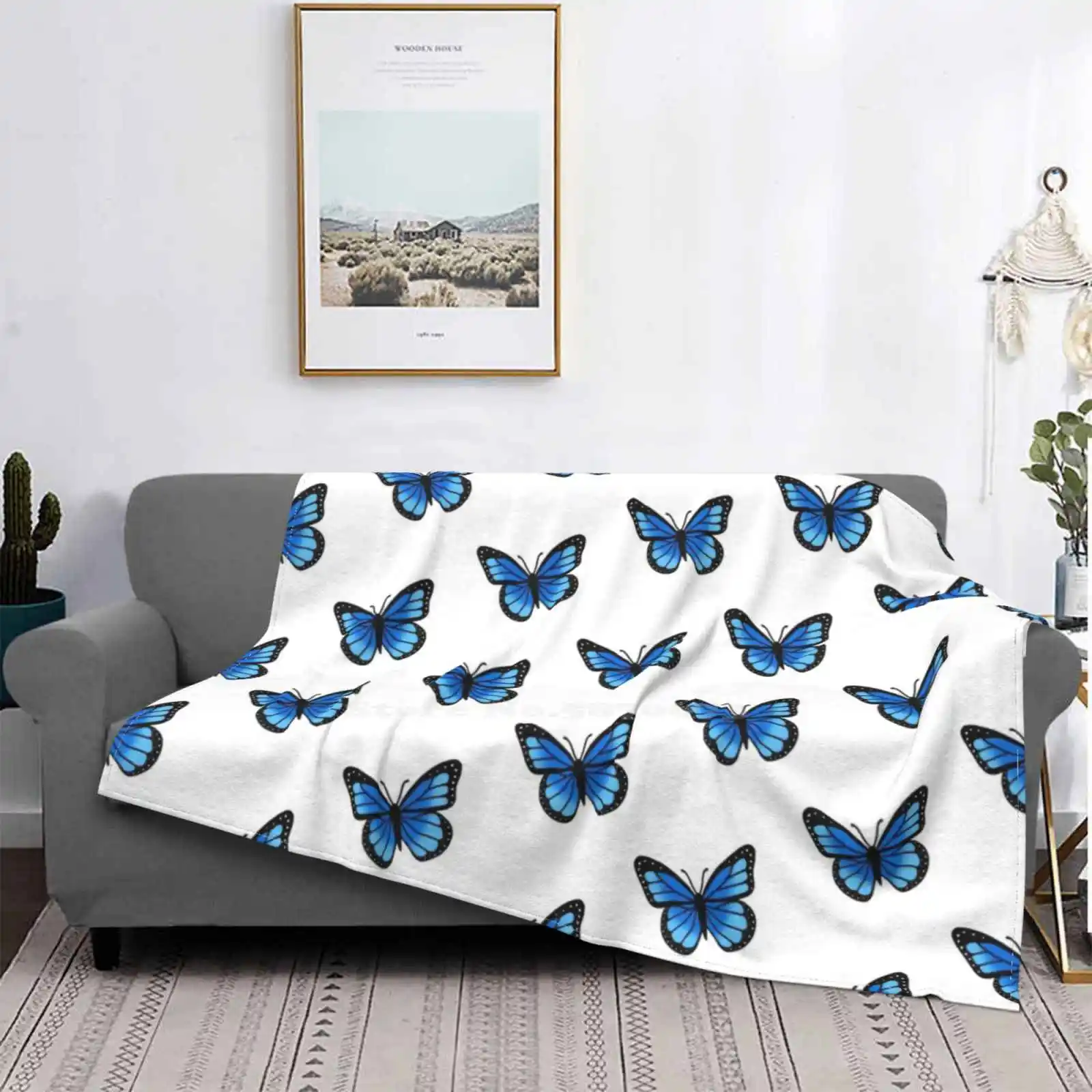 

Синее пушистое мягкое одеяло для дивана/кровати/путешествий подарки на любовь симпатичное красивое Пастельное насекомое мультяшное базов...