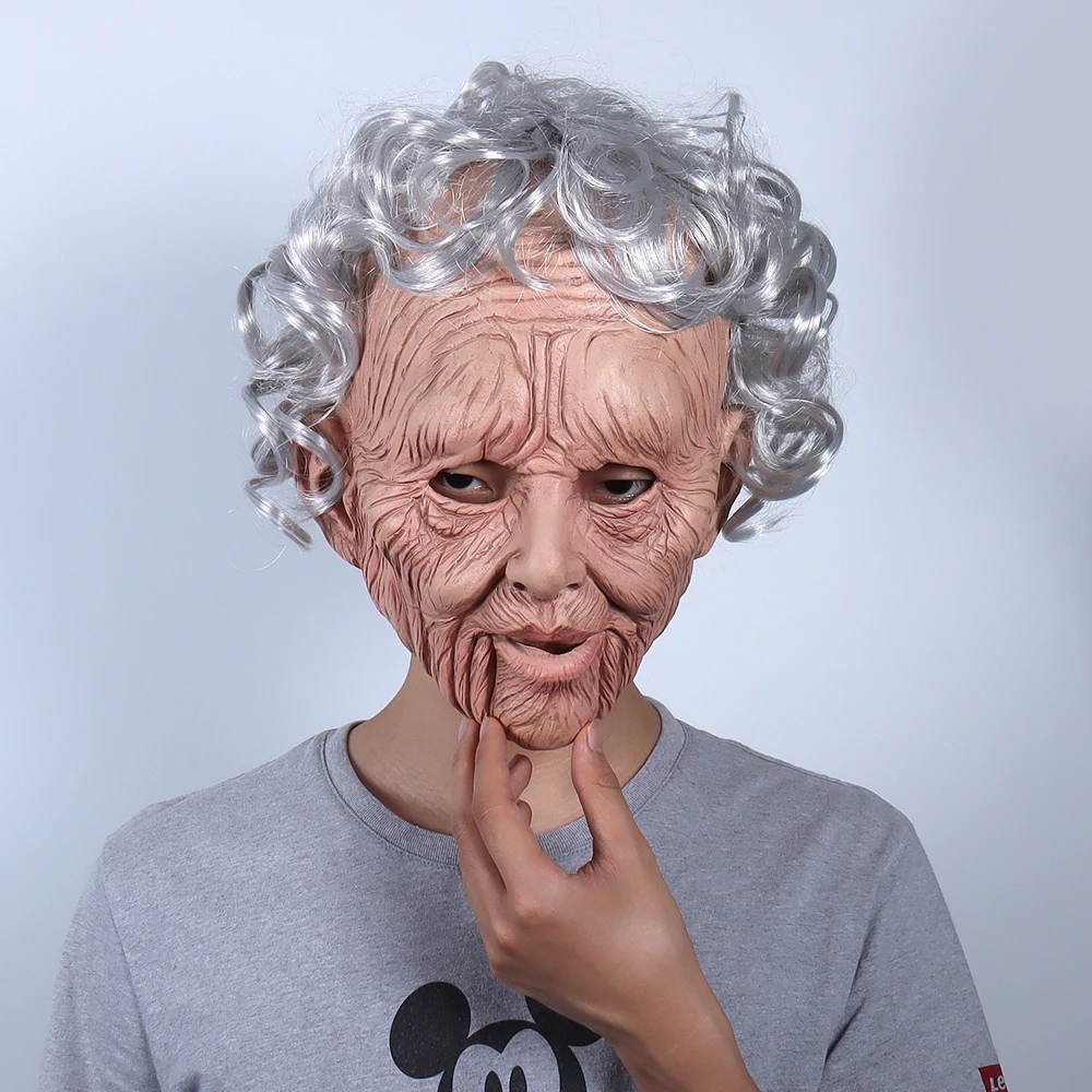 Halloween Mask Grandma Masks Female Oldie Old Women Cosplay  Mascarillas Granny Old Lady Latex Masques Face Mascara Props Adults