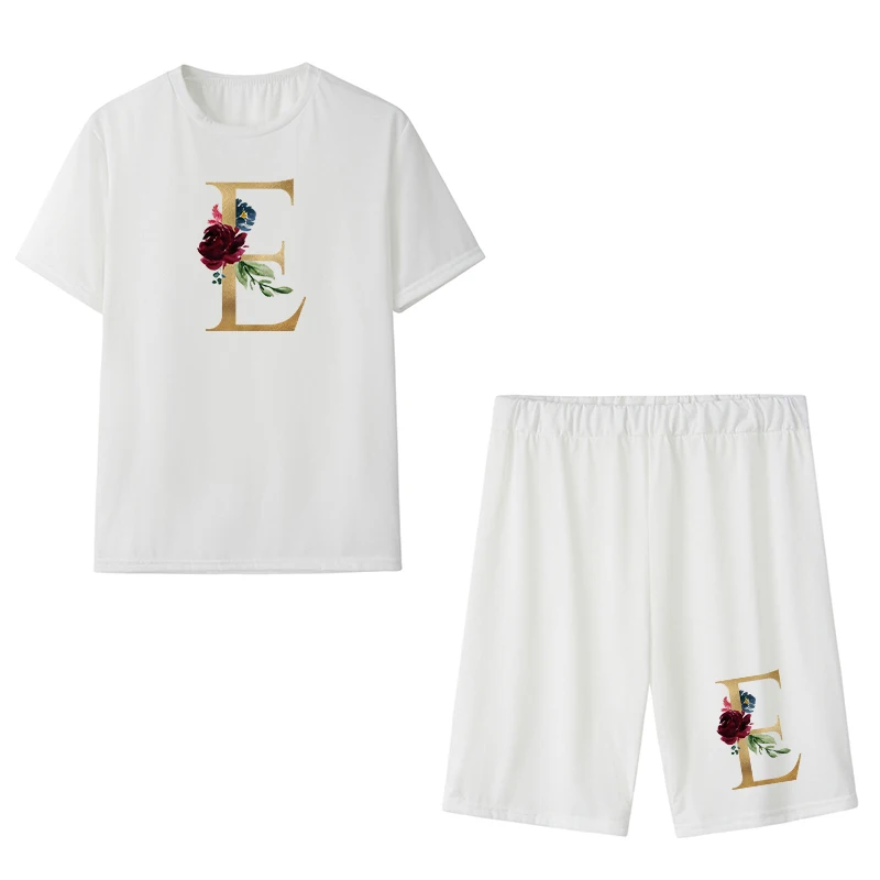 

Summer Outfits for Woman Shorts Sets Tracksuits Women Short Sleeve Letter Fashion Suits High Street Two Piece Suit