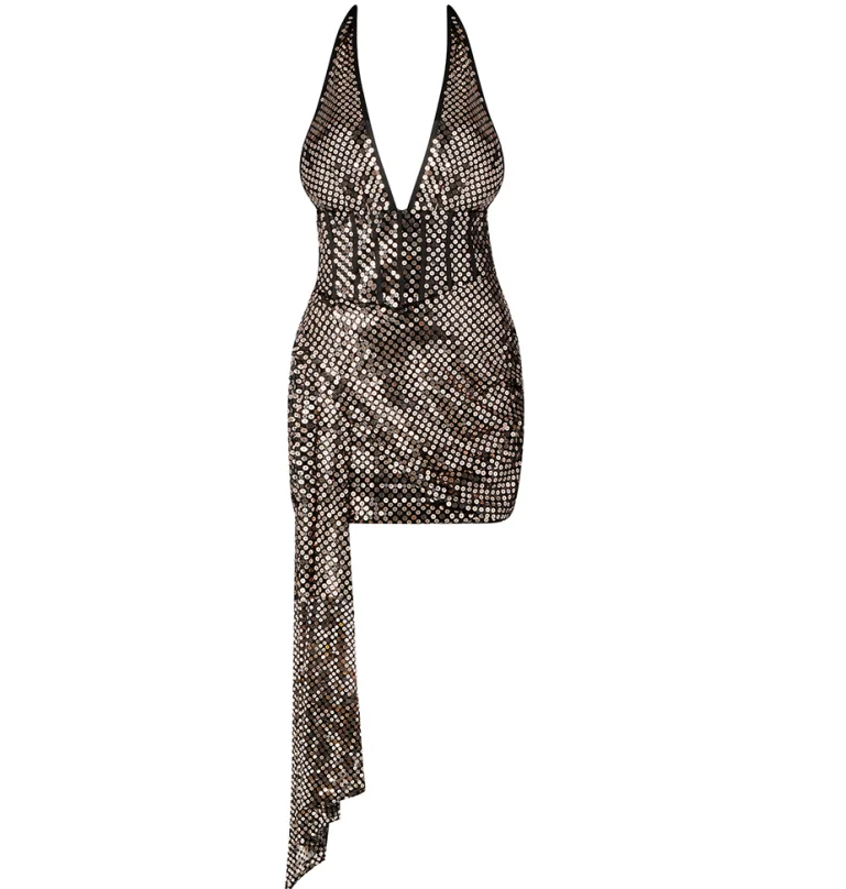

Sexy Dress Sequined Halter Fashion Night CLub Bodycon Dresses Women Party Dress Mini