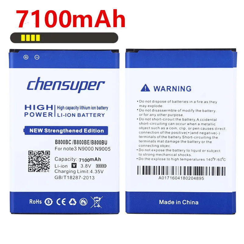 100% оригинал chensuper 7100 мАч B800BE для Samsung Note 3 Батарея N9000 Телефон B800BC батарея|battery for note