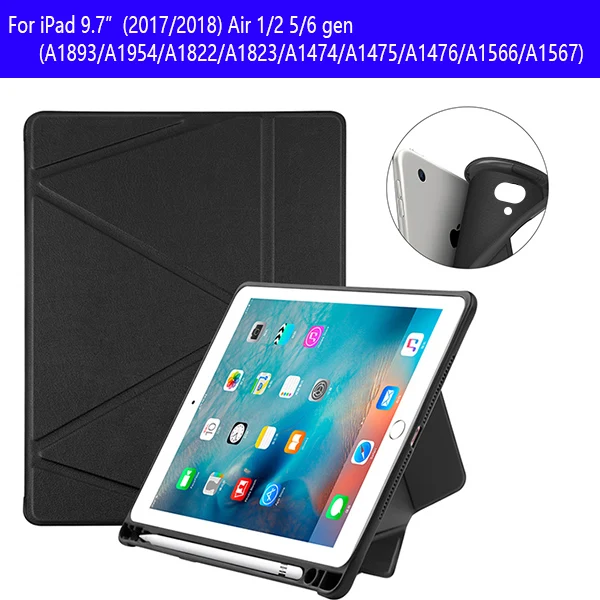 18IPAD97 BXJG BK Чехол для ipad 10,2 чехол для ipad 7 Мягкий ТПУ чехол для планшета с карандашом держатель для ipad 9,7 funda capa - Цвет: 18IPAD97 BXJG BK