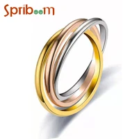 classic three rings stainless steel womens ring couple jewelry wedding party female finger ring aesthetic accessories