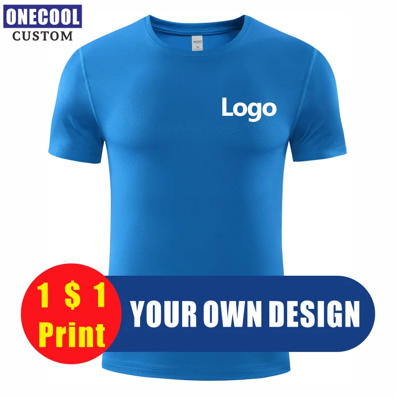 ONECOOL-Camiseta deportiva de secado rápido, camisa con logotipo personalizado, cuello redondo, poliéster, bordado, diseño Personal, 7 colores, 2022