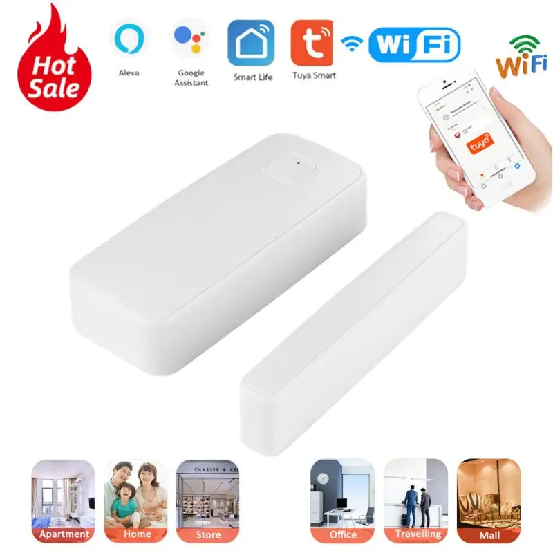 

Tuya Smart WiFi Door Sensor Door Open / Closed Detectors WiFi App Notification Alert/Sound Security Alarm With Alexa Google Home