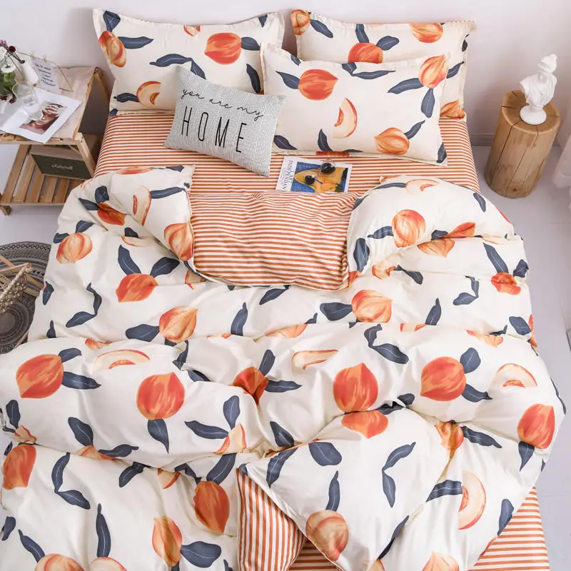 Комплект постельного белья желтого цвета с принтом в виде сердца|Комплекты