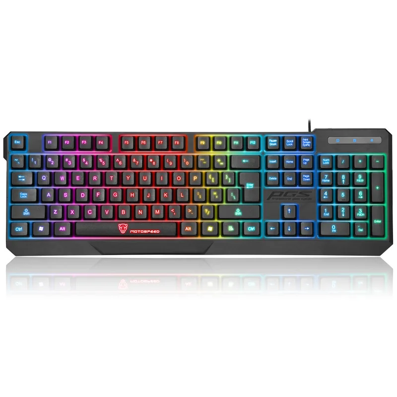 Механическая игровая клавиатура с 104 клавишами светодиодная цветная проводная USB