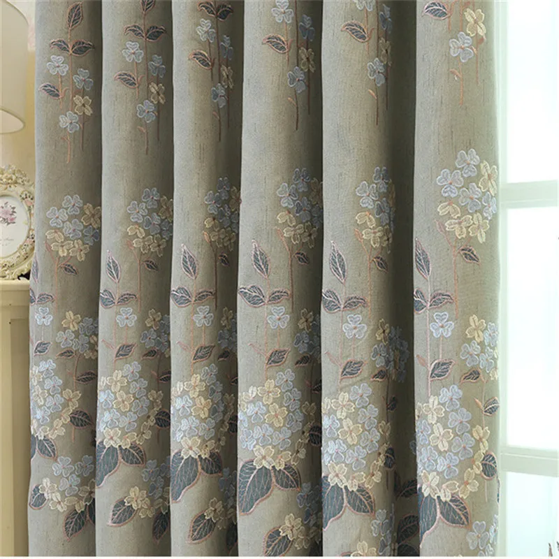 Роскошные современные затемненные шторы из полиэстера и хлопка с вышивкой