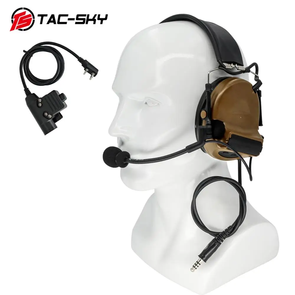 TAC-SKY walkie-talkie U94 PTT + COMTAC II silicone earmuffs outdoor hunting sports noise reduction military tactical headset CB