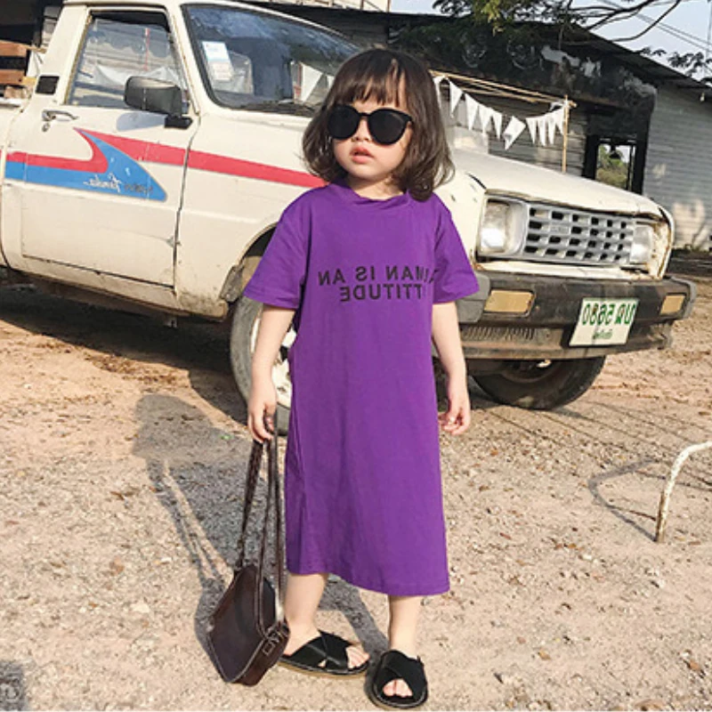 

2-7Age girl Dress summer classic shepherd people simple wild letter printing prairie style fashion Casual quality child clothing