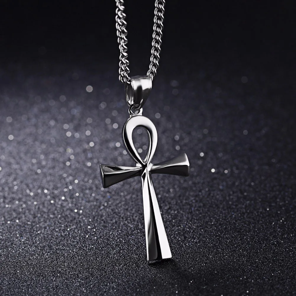 

Amulet Pendant Egyptian Ankh Crucifix Necklaces Pendants Stainless Steel Symbol of Life Cross Necklaces Jewelry Gifts Chains