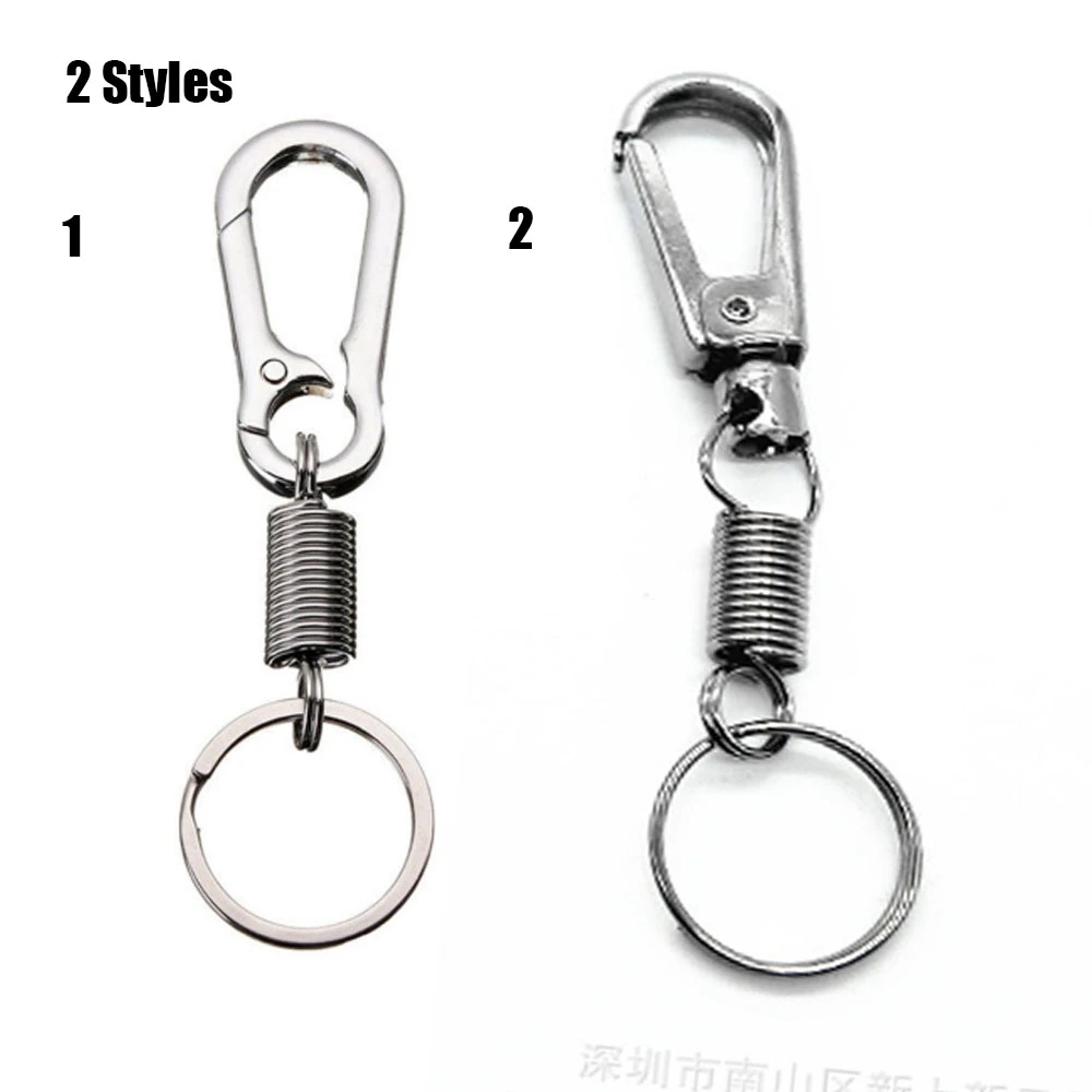

1PC Silver Stainless Steel Retractable Carabiner Keychain Anti-lost Buckles Waist Spring Gourd Buckle Car Ornament Accessories