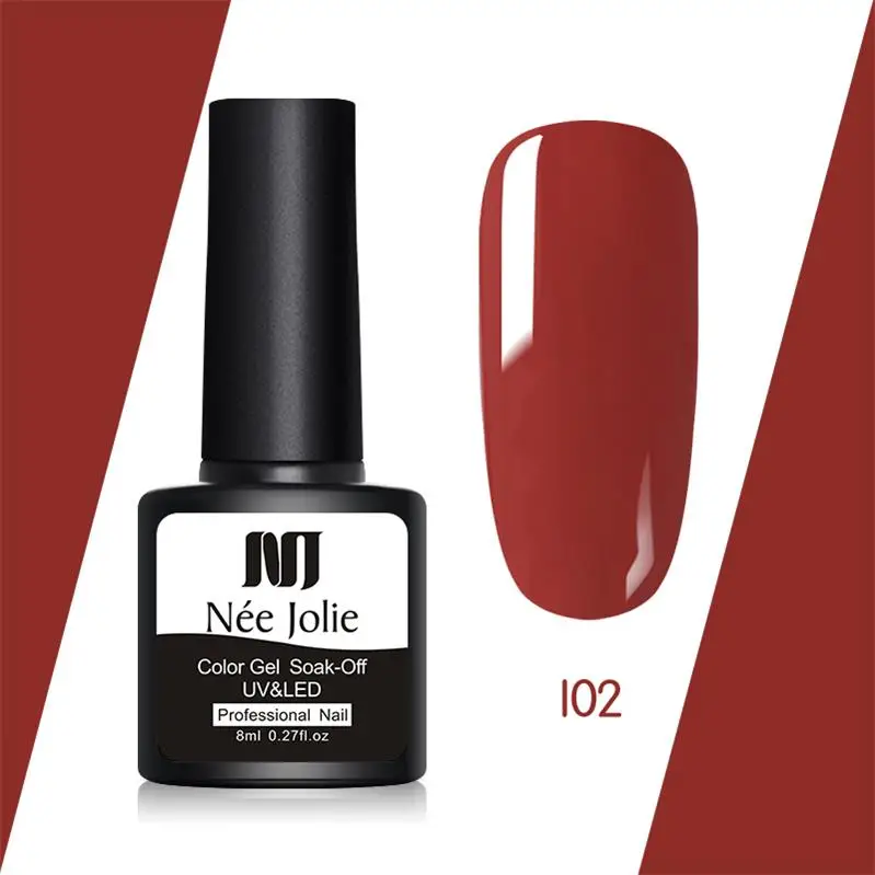 I02 NEE JOLIE1 Bottle 8ml Caramel Series Gel Polish 11 Coffee Colors Soak Off UV Gel Varnish One-shot Color Nail Art Gel - Цвет: I02
