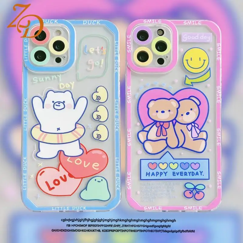 

Cartoon Phone Case For iPhone 13 12 11 Pro Max 7 8 Plus X Xs Max Xr Se 2020 Hula Hoop Little Bear Lens Protection Phone Cover